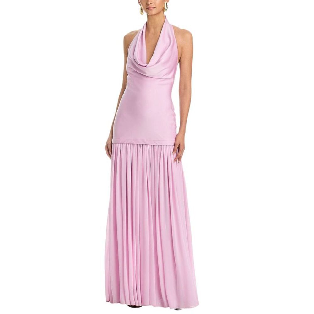 Aqua Womens Cowl Neck Drop Waist Gown 4 Pink - NWT $268